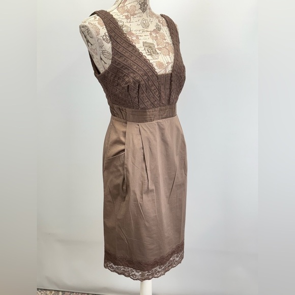 MOULINETTE SOUERS for ANTHROPOLOGIE Brown Pleated Sheath Midi Dress size 6 - Picture 7 of 15